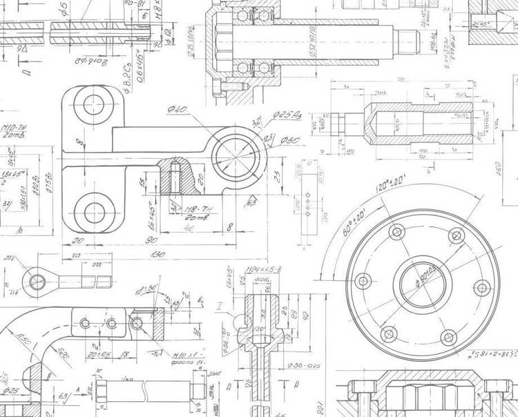 Black and white schematic showing a blueprint